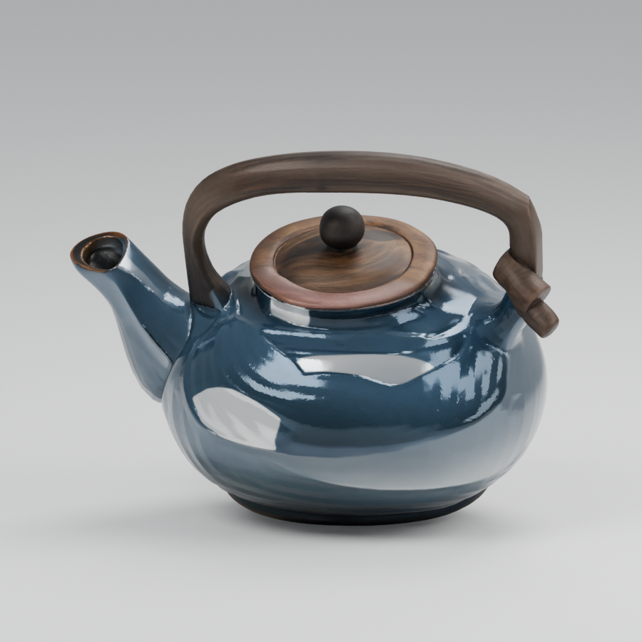 Studio render of the generated ceramic teapot model